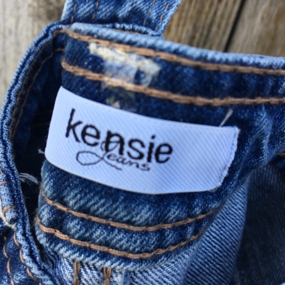 NWT Kensie Distressed Denim Overalls Blue 6 - Picture 6 of 8